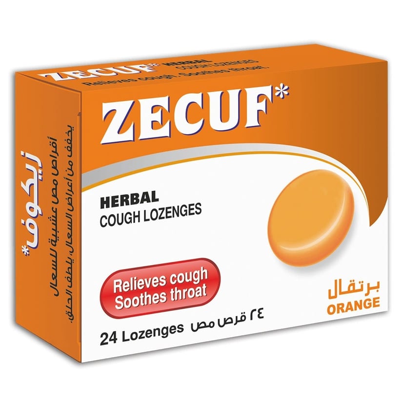 Zecuf Lozenges Orange – Herbal Cough & Throat Relief, Soothes Sore Throat, Dry Cough & Hoarseness – 24's