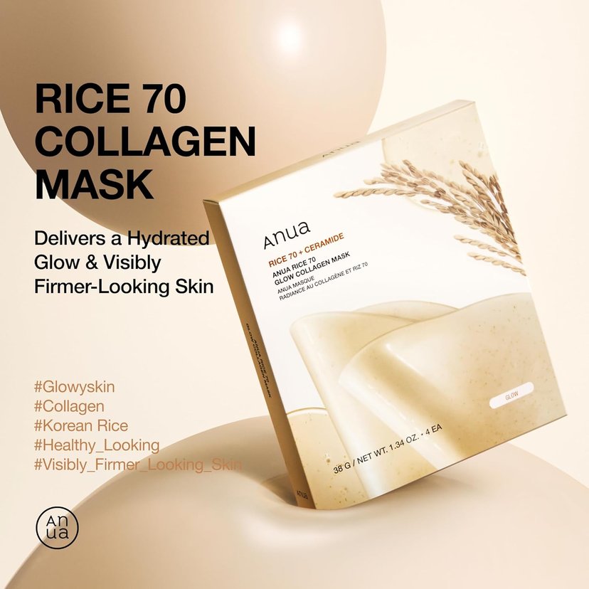 Anua Rice 70 Glow Collagen Mask 38G 4s