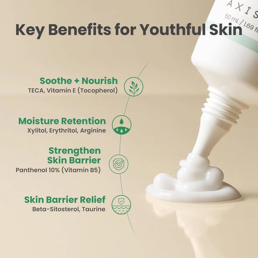 Axis-Y Panthenol 10 Skin Smoothing Shield Cream, Soothing Moisturizer for Sensitive, Dry & Irritated Skin, 50ml