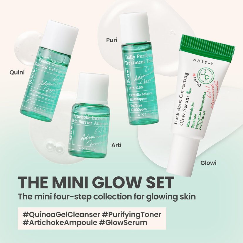 Axis-Y The Mini Glow Set -Travel-Friendly Brightening Skincare Kit for Glowing, Even-Toned Skin