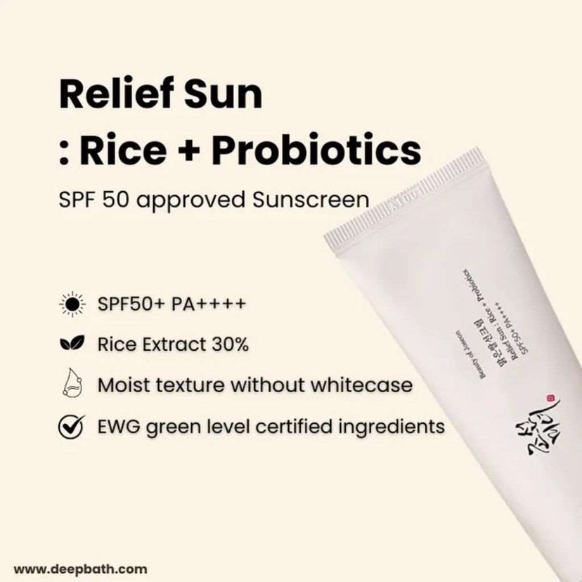 Beauty of Joseon Relief Sunscreen SPF 50+ with Rice & Probiotics 50ml