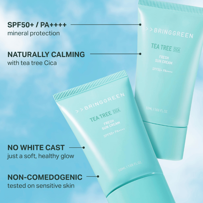 Bringgreen Tea Tree Cica SPF50+ Fresh Sun Cream 50 ml