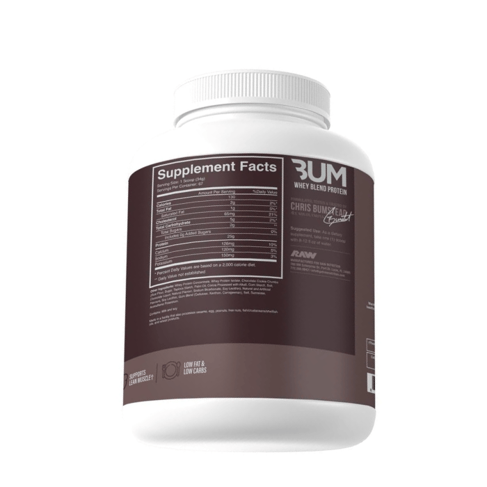 Raw Nutrition Bum Whey Blend Powder Cookies & Cream, Protein for Lean Muscle Support, 5lb