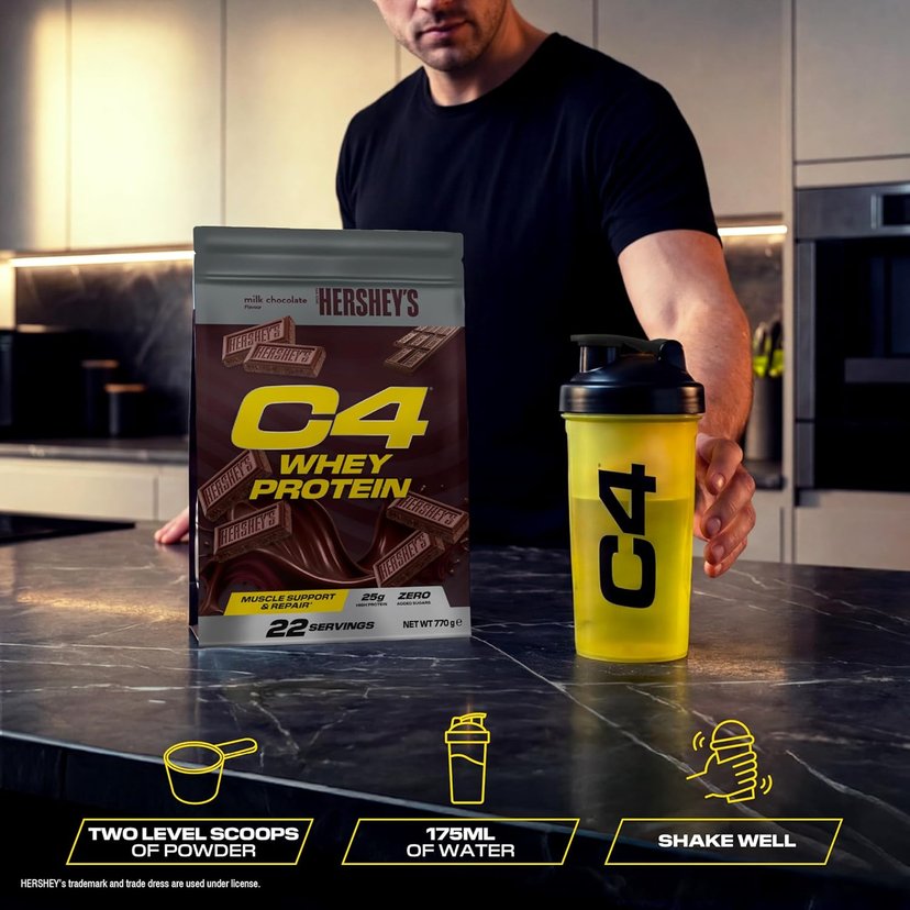 Cellucor C4 Whey Protein Powder Hershey’s Chocolate, Fast Digesting Blend, 770g