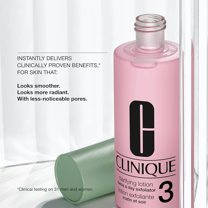 Clinique Clarifying Lotion 3 Combination to Oily Skin Exfoliating Toner for Clearer, Balanced Skin, 200ml