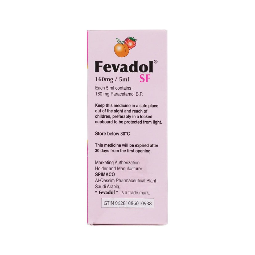 Fevadol 160mg /5ml Syrup (Sugar Free) 145ml Bottle