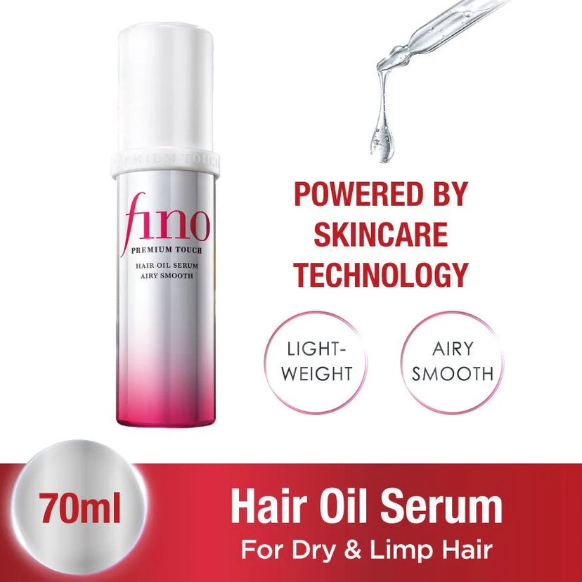 Fino Premium Touch Hair Oil Serum Airy Smooth Lightweight Frizz Control & Shine Treatment, 70ml