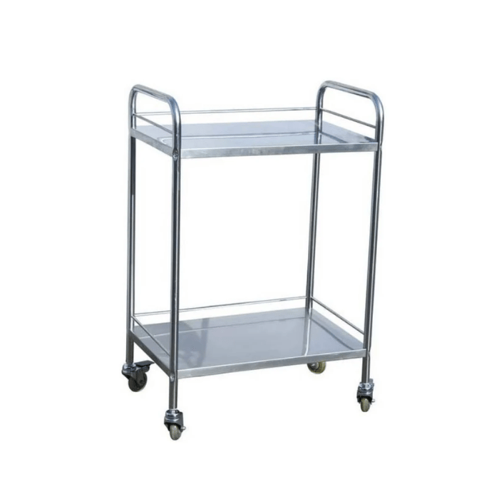 Itqan Stainless Steel Trolley Two Shelves With Side Rail