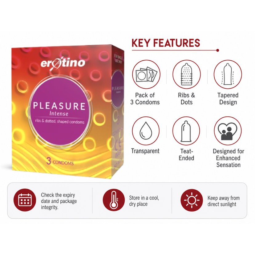 Erotino Pleasure Intense Condoms 3s