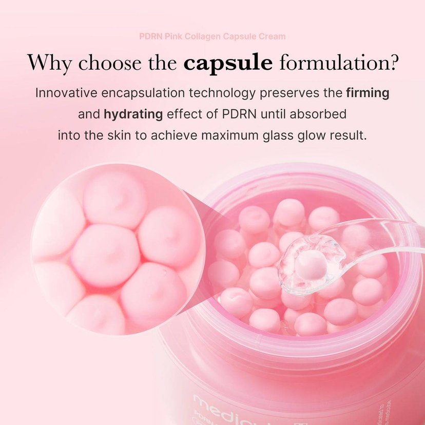 Medicube PDRN Pink Collagen Capsule Cream, Brightening, Firming and Glass Glow Moisturizer, 55g
