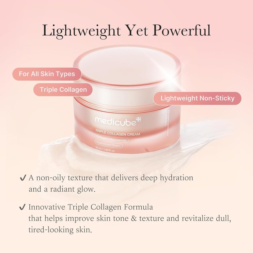 Medicube Triple Collagen Cream, Firming, Barrier Repair and Anti-Aging Moisturizer, 50ml
