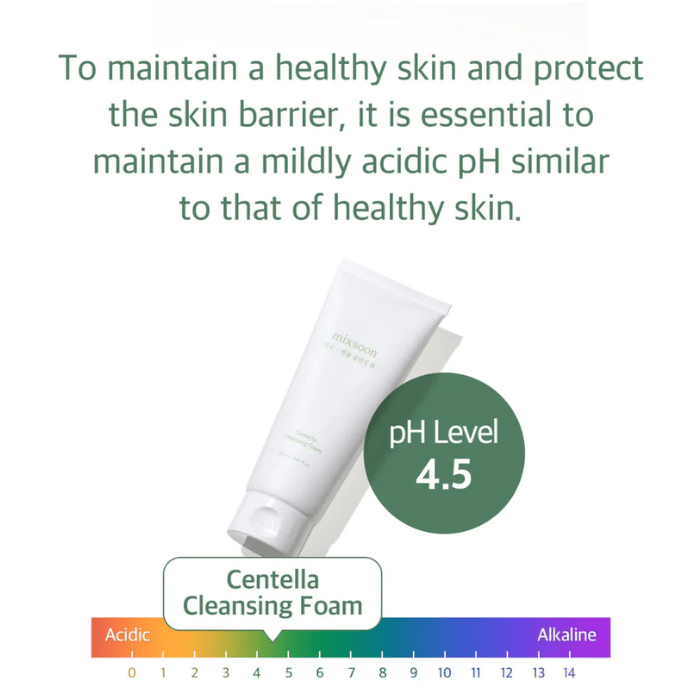 Mixsoon Centella Cleansing Foam, Low pH Gentle Cleanser with Salicylic Acid for Sensitive Skin, 150ml