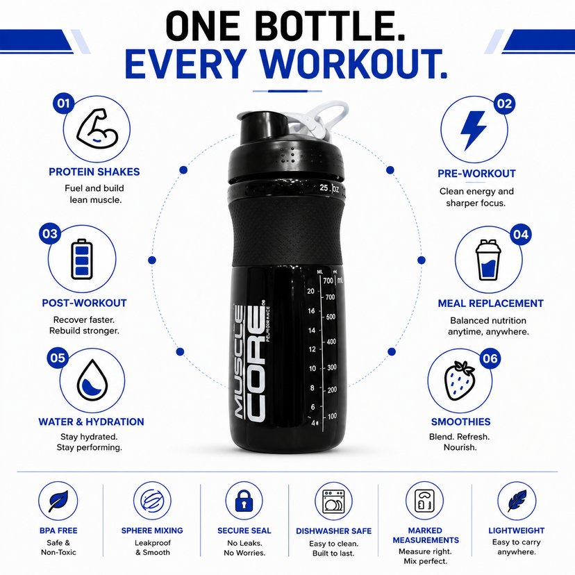 Muscle Core Shaker Cup Black 760 ml