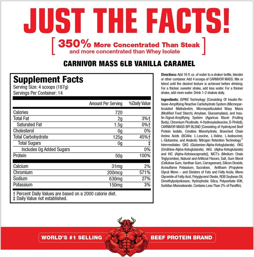 MuscleMeds Carnivor Mass Beef Protein Vanilla 6LB