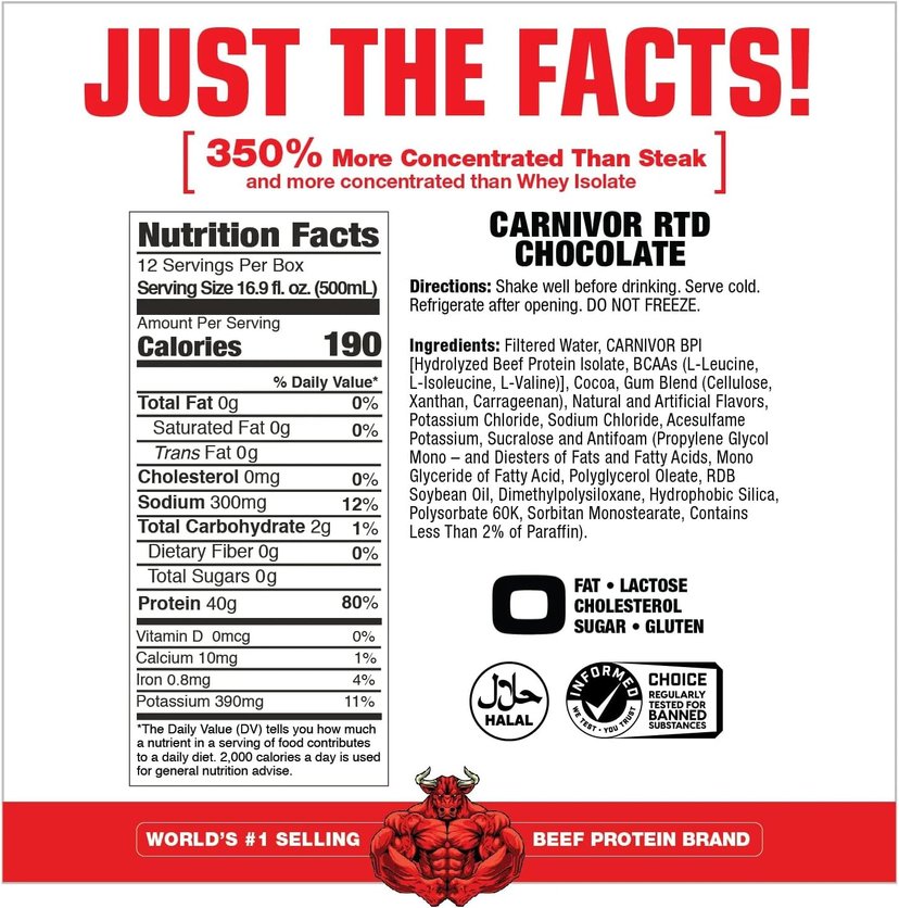 MuscleMeds Carnivor RTD Chocolate 16.9oz