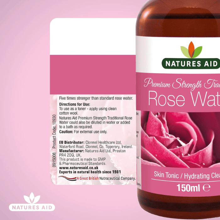 Natures Aid Premium Strength Traditional Rose Water 150ml