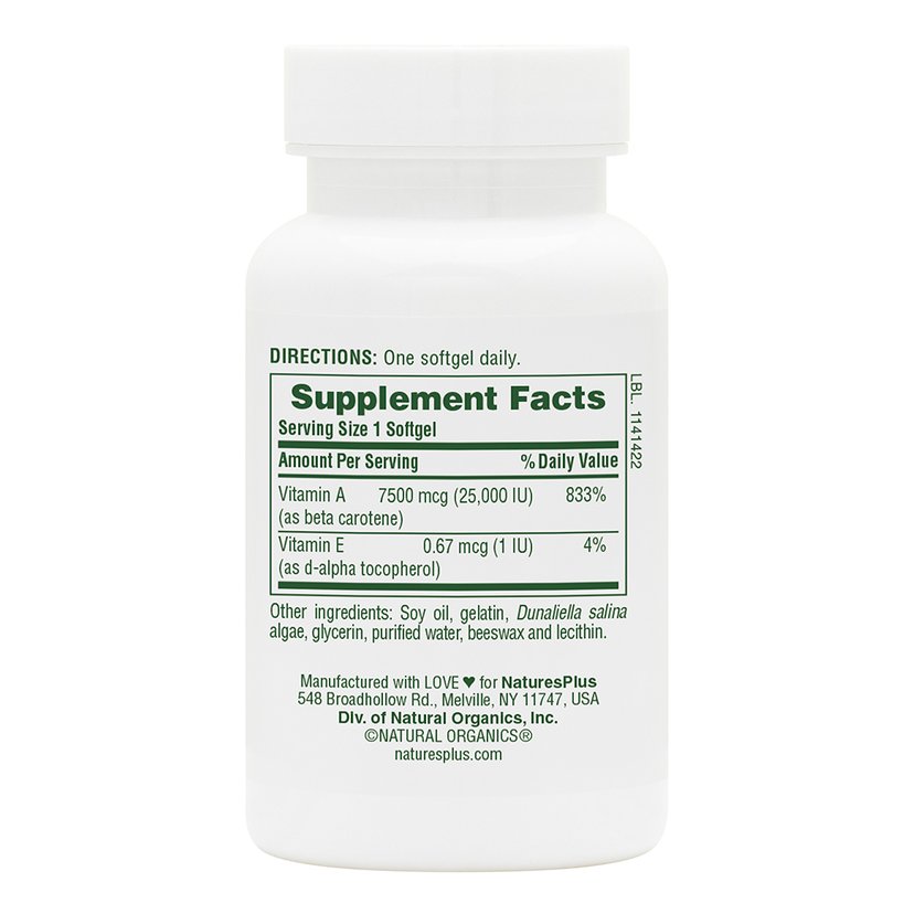 Natures Plus Beta Carotene 25000 IU 90 Softgel