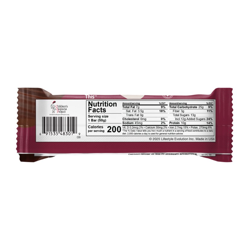 NuGo Organic Dark Chocolate Cherry Protein Bar, Vegan, Gluten Free, 10g Plant Protein, 50g