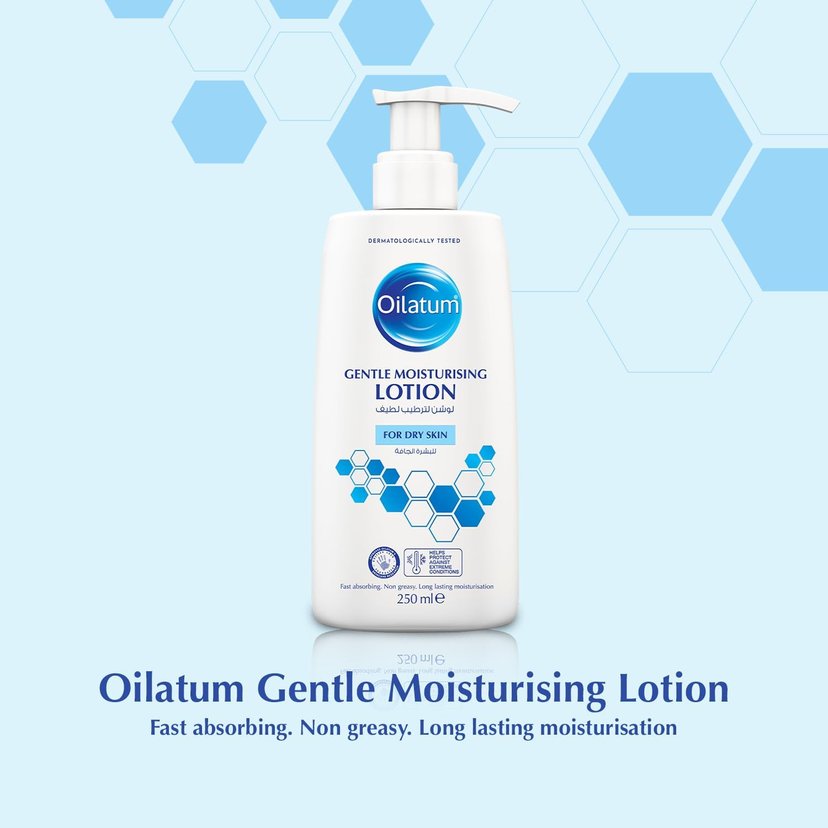 Oilatum Gentle Moisturizing Lotion, Fast-Absorbing, Non-Greasy Hydration for Dry, Sensitive Skin – 250ml