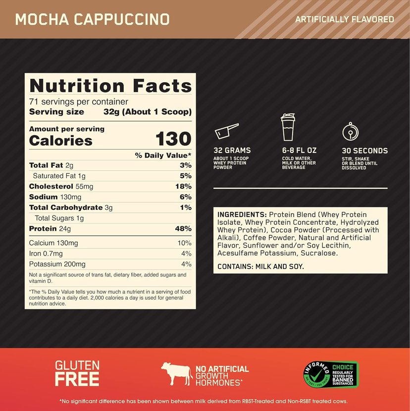 Optimum Nutrition Gold Standard 100% Whey Mocha Cappuccino 5lb