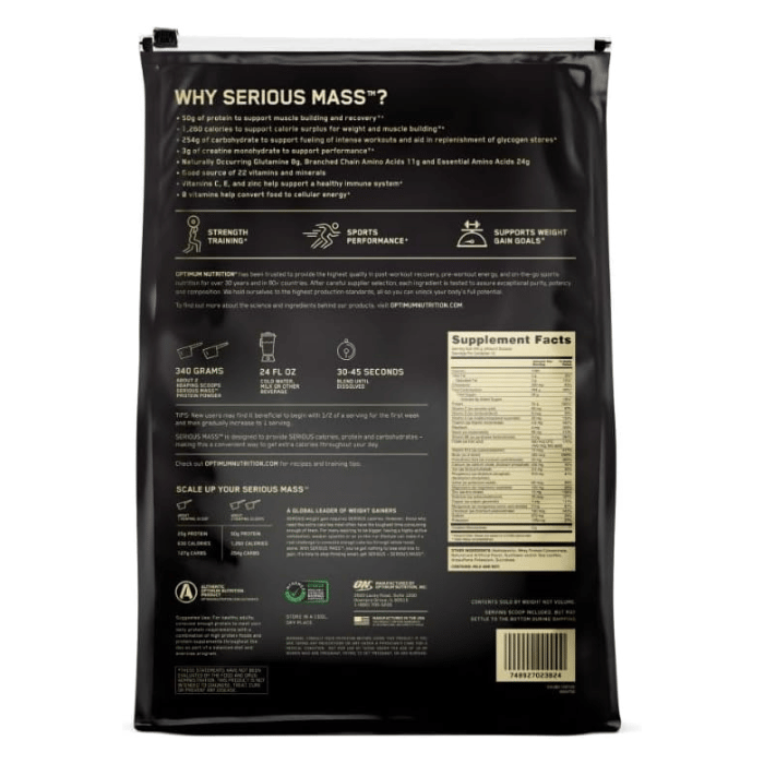 Optimum Nutrition Serious Mass Banana 12 Lb