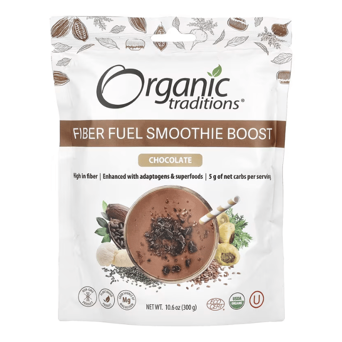 Organic Traditions Fiber Fuel Smoothie Boost Chocolate 300g