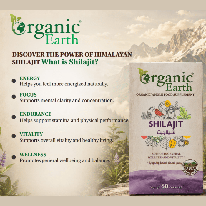 Organic Earth Shilajit 250mg Capsules 60s