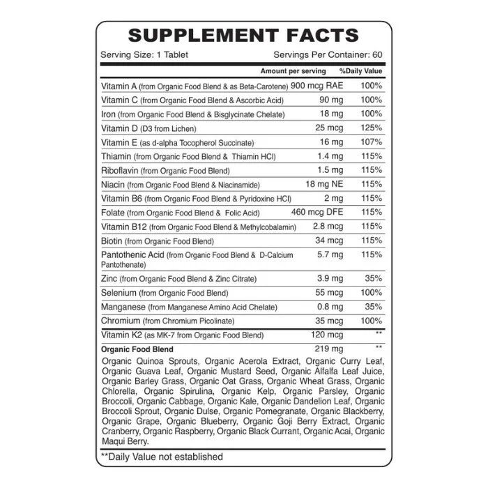 Organic Earth Women’s Daily Multivitamin 60 Tablets