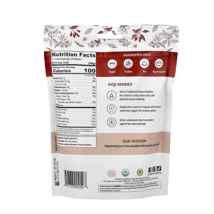 Organic Traditions Goji Berries 227 g