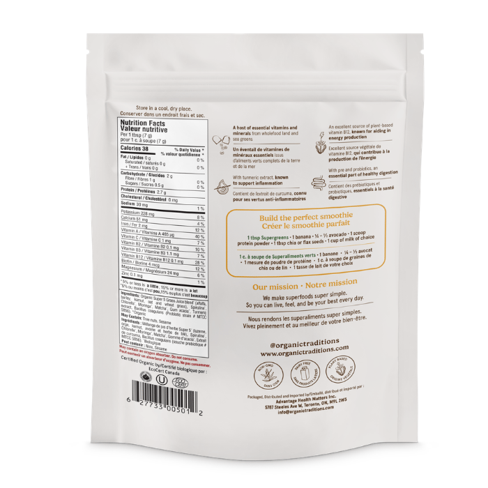 Organic Traditions Probiotic Super Greens With Turmeric 100g