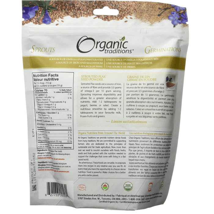 Organic Traditions Sprouted Flax Seed Powder 454 g