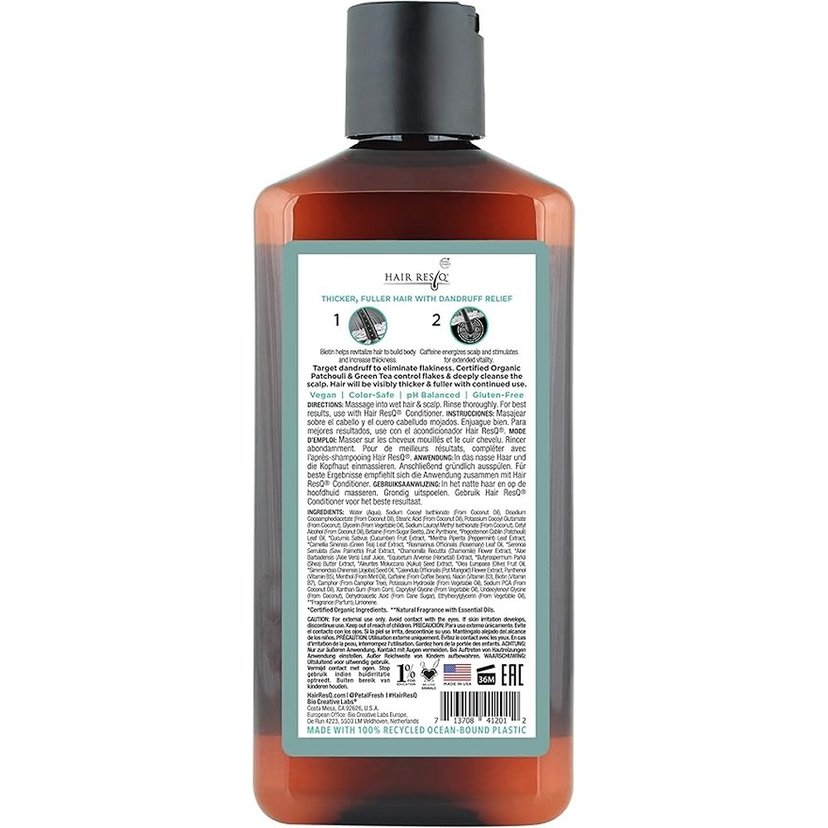 Petal Fresh Pure Hair Resq Anti-Dandruff Shampoo, Biotin & Caffeine Thickening Formula for Flake Control, 355ml