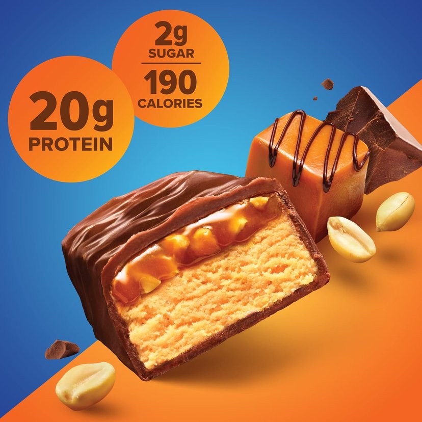 Pure Protein Bar Chocolate Peanut Caramel, High Protein, Low Sugar Snack , Gluten-Free Fuel On the Go 50g -Box of 6
