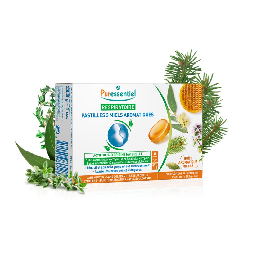 Puressentiel Respiratory Pastilles with 3 Aromatic Honeys 18 's