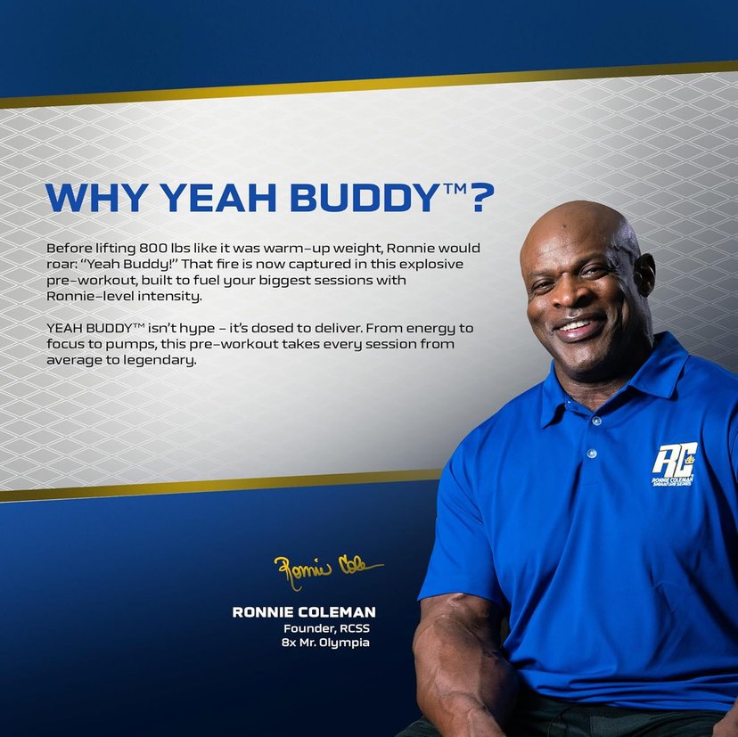 Ronnie Coleman Yeah Buddy Pre-Workout Green Apple, Extreme Energy, Focus and Endurance Booster - 30 Servings