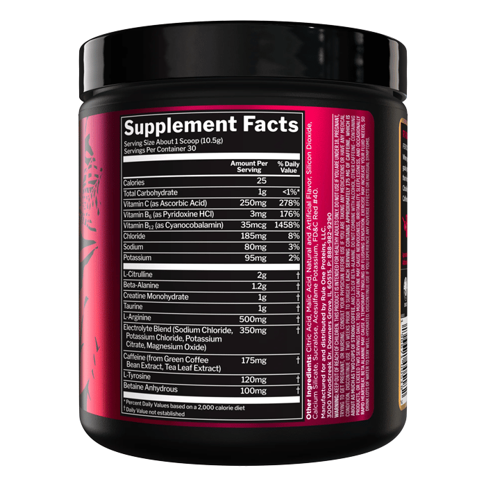 Rule 1 R1 Roar Pre-Workout Fruit Punch 30 Serve