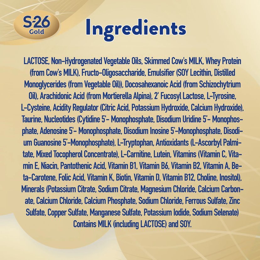 S-26 Gold Stage 1 Infant Formula, 0-6 Months Baby Milk with DHA and Nutrilearn System, 400g