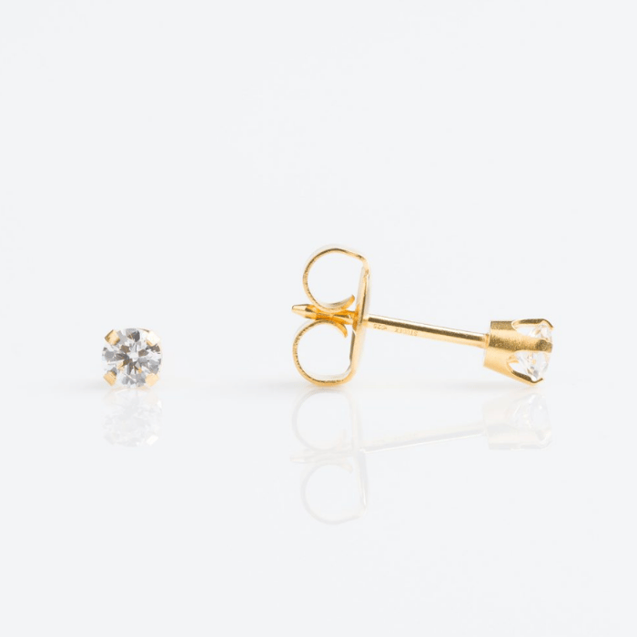 Studex Gold Plated Regular Tiffany Cubic Zirconia Card R100y