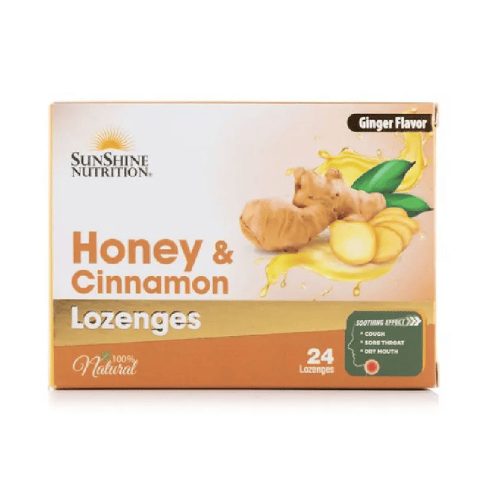Sunshine Nutrition Honey & Cinnamon Lozenges-Ginger 24s