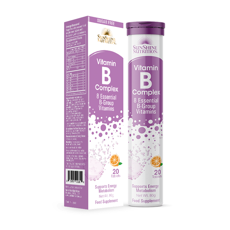 Sunshine Nutrition B-Complex Sugar Free Orange Flavor Effervescent Tablets 20's