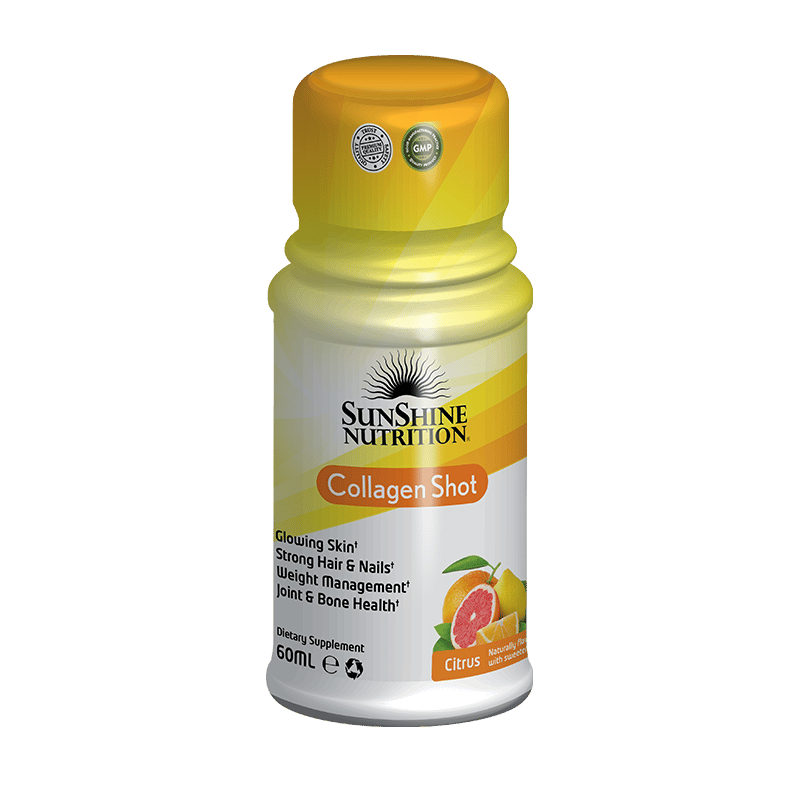 Sunshine Nutrition Collagen Shots Citrus Flavor - Marine, Biotin & Vitamins for Skin, Hair & Nails 60ml - Box of 12 pcs