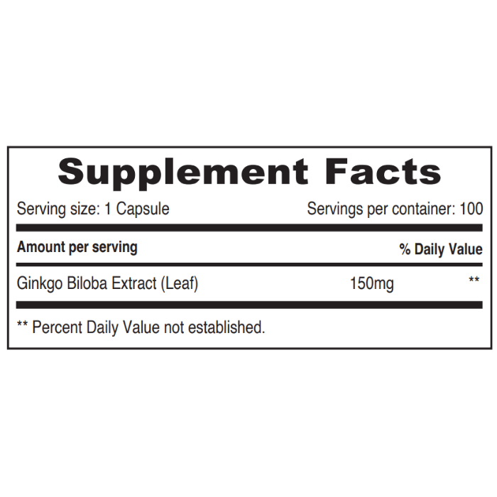 Sunshine Nutrition Ginkgo Biloba 150 mg Capsule 100's