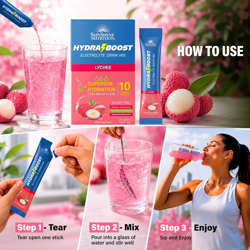 Sunshine Nutrition Hydra Boost Lychee 4G 20s