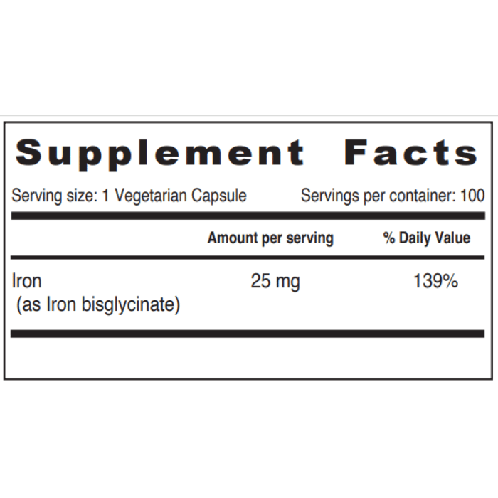 Sunshine Nutrition Iron 25 Mg Capsules 100'S