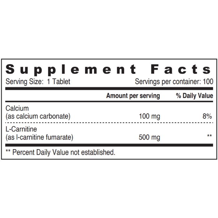 Sunshine Nutrition L- Carnitine 500 Mg With Calcium Tablets 100's