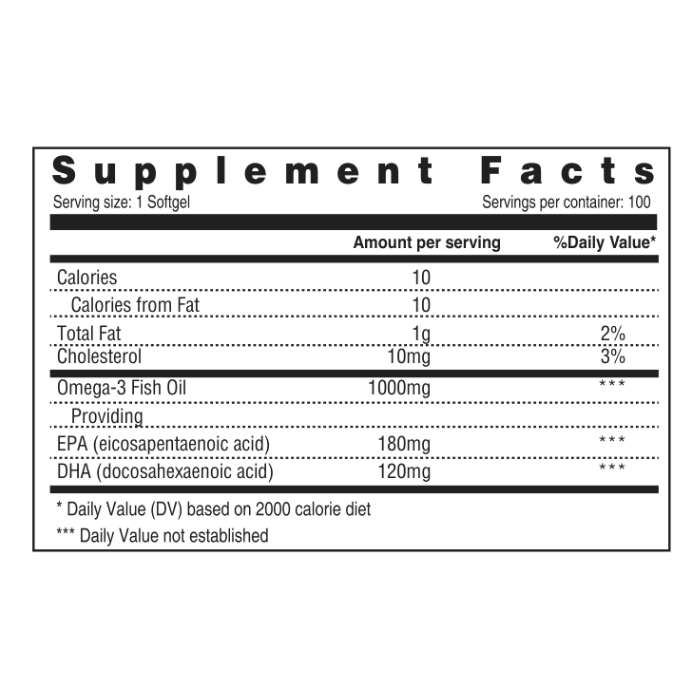 Sunshine Nutrition Omega 3 Fish Oil Concentrate 1000mg 100 Softgels