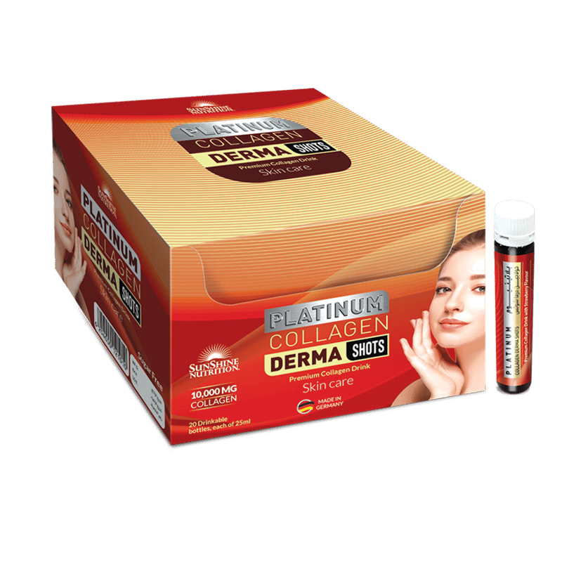 Sunshine Nutrition Platinum Collagen Shots – 20 x 25ml, For Youthful Skin & Natural Glow