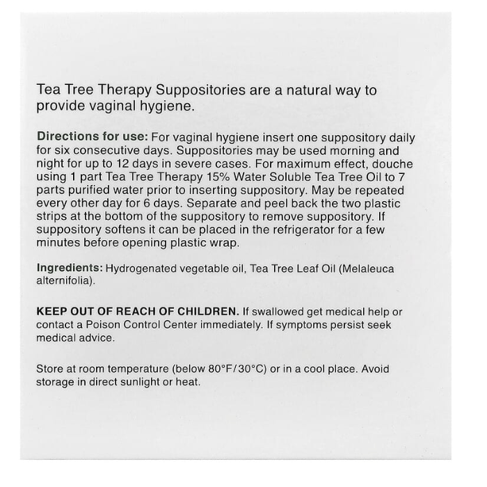 Tea Tree Therapy Suppositories with Tea Tree Oil 6's