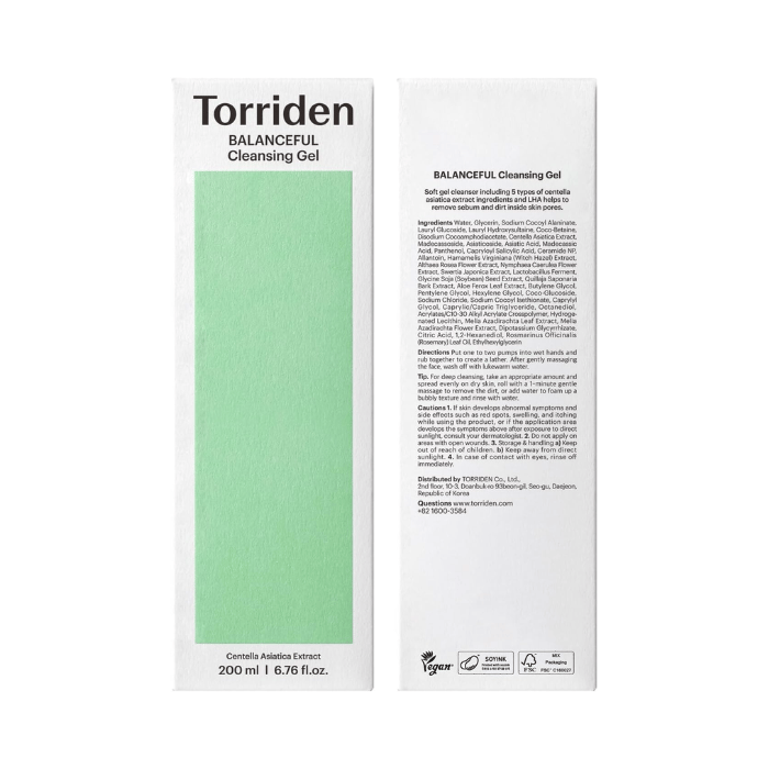 Torriden Balanceful Vegan Centella Cleansing Gel 200ml