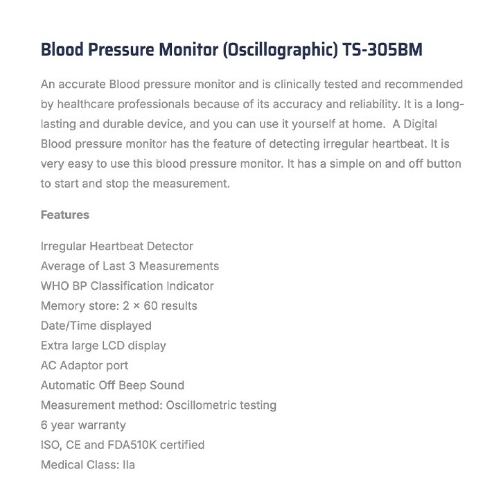 Trister Blood Pressure Monitor + Gluco Meter